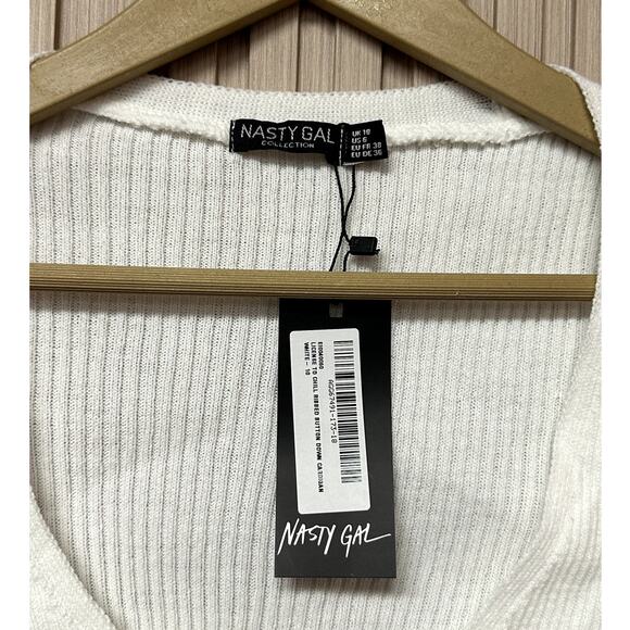 Nasty Gal License to Chill Ribbed Button Down Cardigan Size 6 - Picture 4 of 8